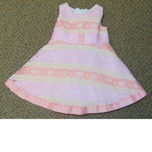 *Jessica Ann Sun Dress Girls 12 months Pink Floral Lace Sleeveless Summer